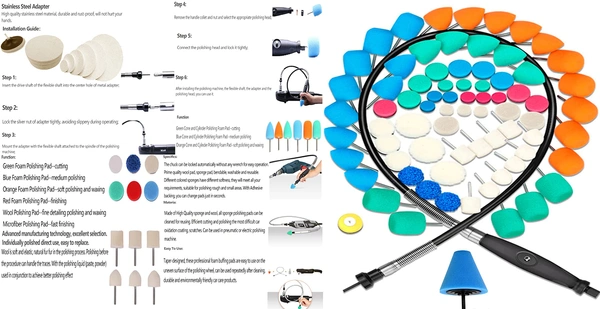 DIY Crafts 100x Without Flexible Shaft, Gross Polishing Buffing Pad Kit Polisher M10/14 Drill Adapter Car Polish Sponge Wheel Kit Car Wash Cleaning Tools Cleaning For Dri(100x Without Flexible Shaft) - 100x Without Flexible Shaft, Multicolor
