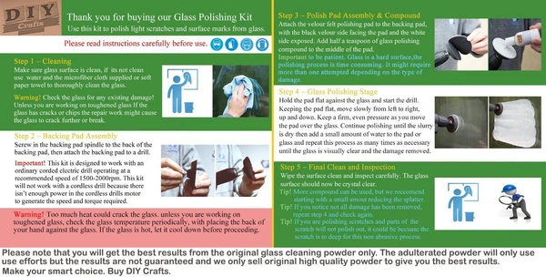 DIY Crafts 100 Grm Cerium Oxide, Glass Cleaning Kit + 1x Gree Paste, Polishing Compound Self Adhesive Felt Polishing Waxing Backing Pad (100 Grm Cerium Oxide, Glass Cleaning Kit + 1x Gree Paste) - 100 Grm Cerium Oxide, Glass Cleaning Kit + 1x Gree Paste