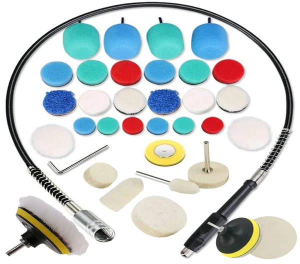 DIY Crafts 10x Sample, With Flexible Shaft, Mini Buffing Polishing Pads, 1"-3"inch Detail Polisher Pad Use On Rotary Tool Cordless Drill for Tight Area Detaili (10x Sample, With Flexible Shaft) - 10x Sample, With Flexible Shaft