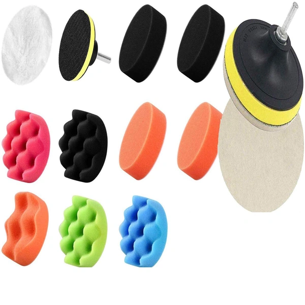 DIY Crafts 24 Pcs 3" inch Polishing Pads Sponge Woolen Felt Pad Polishing Waxing Buffing Pads Auto Car With M10 Drill Adapter Car Care Cleaning Sponge (Pack Of 24 Pcs, 3" inch Multi Colour) - Pack Of 24 Pcs, Multi Colour