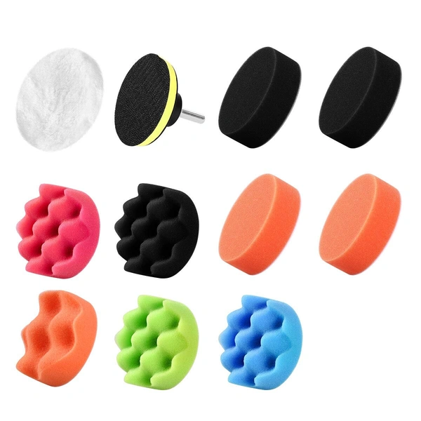 DIY Crafts 24 Pcs 3" inch Polishing Pads Sponge Woolen Felt Pad Polishing Waxing Buffing Pads Auto Car With M10 Drill Adapter Car Care Cleaning Sponge (Pack Of 24 Pcs, 3" inch Multi Colour) - Pack Of 24 Pcs, Multi Colour