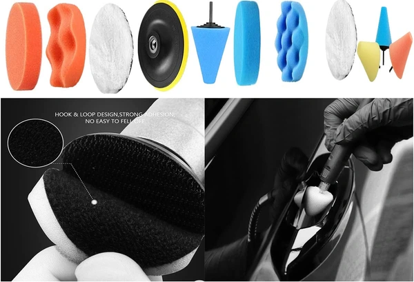 DIY Crafts 135 Pcs 15x9, 7"inch, Mini 1-3"inch Choice 1-7"inch Sponge Buffing Pads Waxing Pad Drill Adapter for Tight Area Detailing Polishing Waxing And Sealin (135 Pcs 15x9, 7"inch) - 135 Pcs 15x9, 7"inch