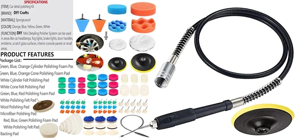 DIY Crafts 135 Pcs Kit, Mini DIY Artistic Kit 1-3" inch Choice Fur Felt Sponge Buffing Pad Waxing Pad Drill Adapter Universal for Tight Area Detailing Polishing Waxing & Sealing Glaz (135 Pcs Kit) - 135 Pcs Kit, Multicolor