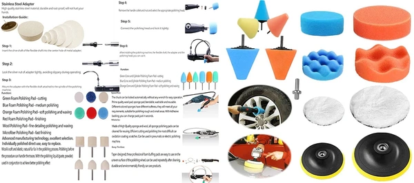 DIY Crafts 135x 15x9, 3"inch, Mini DIY Kit Buffing Polishing Pads Detail Polisher Pads Use On Rotary Tool,Cordless Electric Drill Mini Paint for Tight Area Detailing Polishing W (135x 15x9, 3"inch) - 135x 15x9, 3"inch