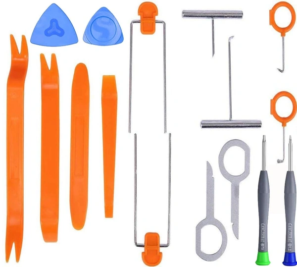DIY Crafts 15, 15 Pcs Auto Door Clip Trim and Car Radio Removal Tool Kit Install and Remove Fasteners Trims Moldings and Panels for Works (15 Pcs Set Install and Remove Fasten (15) - Pcs, Multi Colour