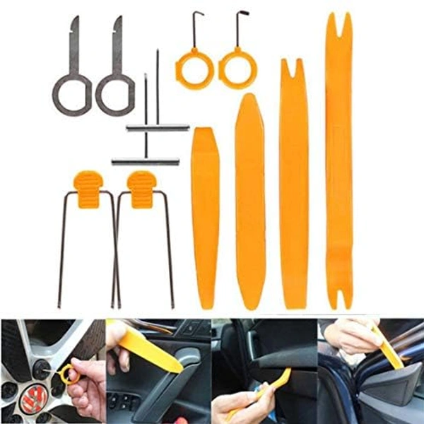 DIY Crafts 15, 15 Pcs Auto Door Clip Trim and Car Radio Removal Tool Kit Install and Remove Fasteners Trims Moldings and Panels for Works (15 Pcs Set Install and Remove Fasten (15) - Pcs, Multi Colour