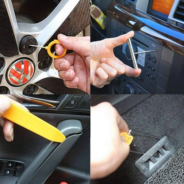 DIY Crafts 15, 15 Pcs Auto Door Clip Trim and Car Radio Removal Tool Kit Install and Remove Fasteners Trims Moldings and Panels for Works (15 Pcs Set Install and Remove Fasten (15) - Pcs, Multi Colour