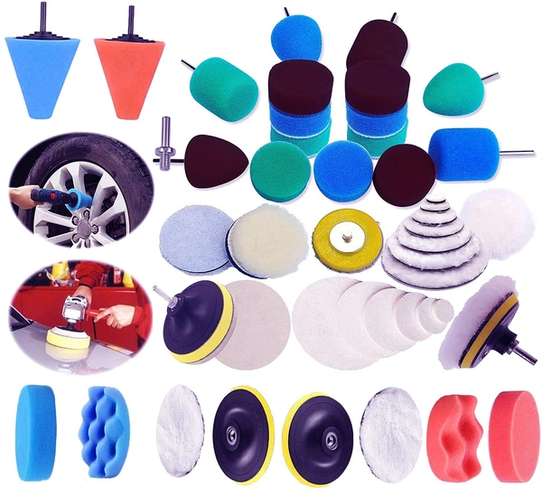 DIY Crafts 15 Pcs 15x1, 2"inch Kit, Mini 1-3"inch & Choice 1-7"inch Polishing Pads Sponge Buffing Pads Waxing Pads with M10/14 Drill (15 Pcs 15x1, 2"inch Kit) - 15 Pcs 15x1, 2"inch Kit