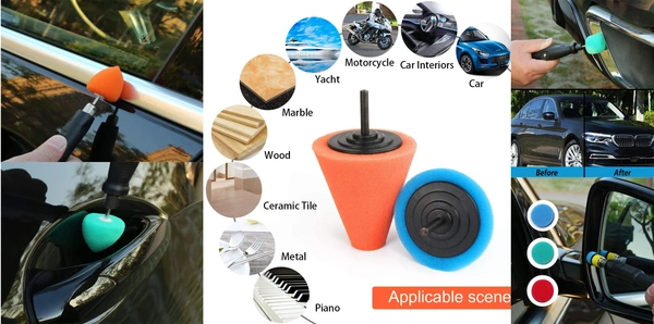 DIY Crafts 15 Pcs 15x1, 3"inch Kit, Mini 1-3"inch & Choice 1-7"inch Polishing Pads Sponge Buffing Pads Waxing Pads with M10/14 Drill (15 Pcs 15x1, 3"inch Kit) - 15 Pcs 15x1, 3"inch Kit