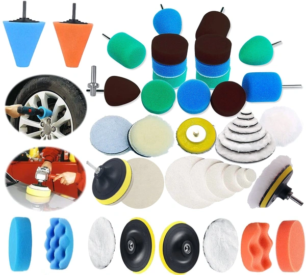 DIY Crafts 15 Pcs 15x1, 6"inch Kit, Mini 1-3"inch & Choice 1-7"inch Polishing Pads Sponge Buffing Pads Waxing Pads with M10/14 Drill (15 Pcs 15x1, 6"inch Kit) - 15 Pcs 15x1, 6"inch Kit