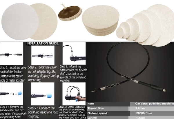 DIY Crafts 15 Pcs, Without Flexible Shaft, Mini Buffing Polishing Pads, 1"-3"inch Detail Polisher Pad Use On Rotary Tool Cordless Drill for Tight Area Detailin(15 Pcs, Without Flexible Shaft) - 15 Pcs, Without Flexible Shaft