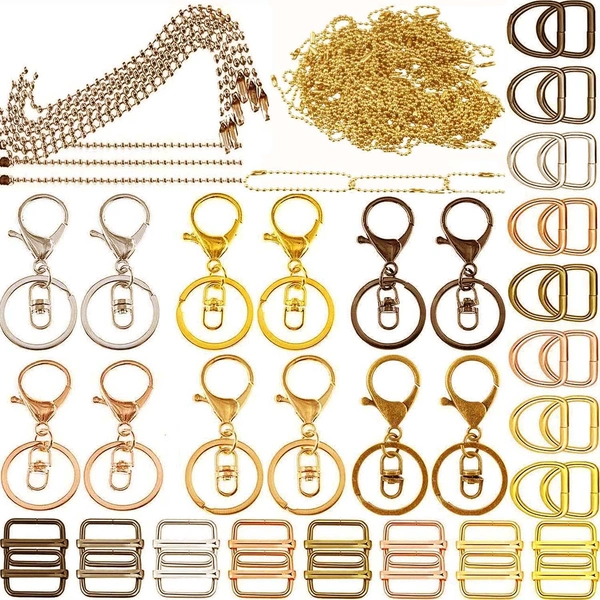 DIY Crafts 15 Sets, Silvery, Metal Heavy Duty Eye Clasp Ball Chain Keychain for Spring Pet Buckle Key Chain for Linking Dog Leash Collar Project Metal (15 Sets, Silvery) - 15 Sets, Silvery