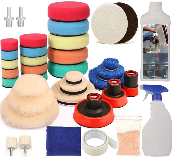 DIY Crafts 150 Grm, 1"Kit, Buffing Polishing Pad Kit 1" 2" 3" Kit 5/8"-11 Thread Backing Pad Adapters for Car Sanding, Polishing, Waxing, Sealing Glaze Cerium Oxide P(150 Grm, 1"Kit) - 150 Grm, 1"Kit