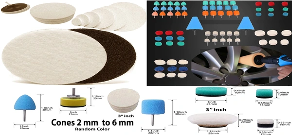 DIY Crafts 150 Pcs 15x10, 1" inch, Mini Buffing Polishing Pads Detail Polisher Pad Use On Rotary Tools,Cordles Drill For Tight Area Detailing Polish(150 Pcs 15x10, 1" inch) - 150 Pcs 15x10, 1" inch