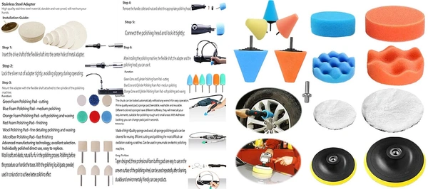 DIY Crafts 150 Pcs 15x10, 5" inch, Mini 1-3" inch Choice 1-7" inch Sponge Buffing Pads Cones Waxing Pads Drill Adapter for Tight Area Detailing Polishing Waxing Sealin (150 Pcs 15x10, 5" inch) - 150 Pcs 15x10, 5" inch