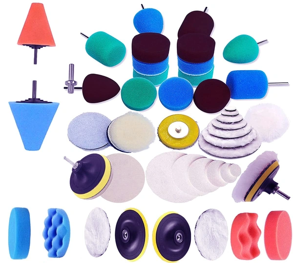 DIY Crafts 155 Pcs 15x1, 7"inch, Mini 1-3"inch Choice 1-7"inch Sponge Buffing Pads Waxing Pads Drill Adapter for Tight Area Detailing Polishing Waxing And Sealing (155 Pcs 15x1, 7"inch) - 155 Pcs 15x1, 7"inch