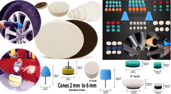 DIY Crafts 155 Pcs 15x1, 7"inch, Mini 1-3"inch Choice 1-7"inch Sponge Buffing Pads Waxing Pads Drill Adapter for Tight Area Detailing Polishing Waxing And Sealing (155 Pcs 15x1, 7"inch) - 155 Pcs 15x1, 7"inch