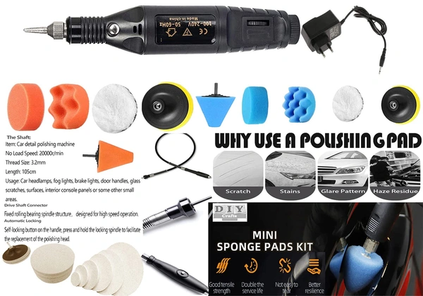 DIY Crafts Mini Cones 1-3"inch Choice 1-7"inch Sponge Buffing Waxing Felt Furs Pad for Tight Area Detailing Polishing Sealing Glaze+Mini Variable Speed Drill (DIY Kit) (15x 1X Fur 1X Felt Pad, 2"inch) - 15x 1X Fur 1X Felt Pad, 2"inch