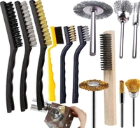 DIY Crafts 16, 16x Detailer Kit, Nylon,Brass,Metal Wire Curved Handle, 3-9"inch 6x Mini 5x Medium 5x Big Bristle Brushes Clean for Dirt Amp Dash Board Rim Engine Carborator, Carburator Cleaning (16) - 16, As 1st Image Kit