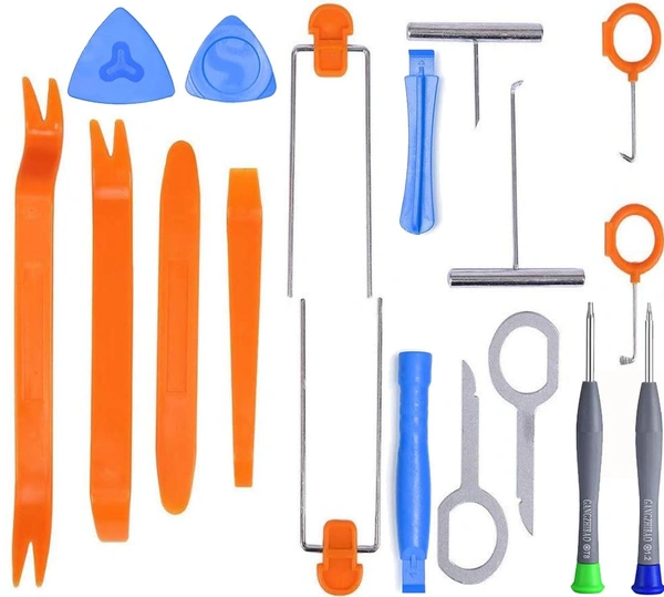 DIY Crafts 18, 18 Pcs Auto Door Clip Trim and Car Radio Removal Tool Kit Install and Remove Fasteners Trims Moldings and Panels for Works (18 Pcs Set Install and Remove Fasten (18) - Pcs, Multi Colour