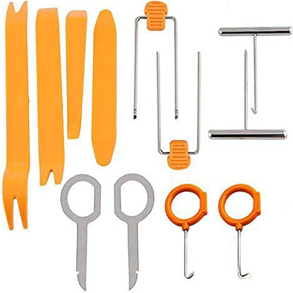 DIY Crafts 18, 18 Pcs Auto Door Clip Trim and Car Radio Removal Tool Kit Install and Remove Fasteners Trims Moldings and Panels for Works (18 Pcs Set Install and Remove Fasten (18) - Pcs, Multi Colour