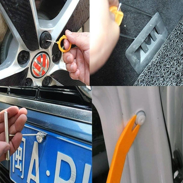 DIY Crafts 18, 18 Pcs Auto Door Clip Trim and Car Radio Removal Tool Kit Install and Remove Fasteners Trims Moldings and Panels for Works (18 Pcs Set Install and Remove Fasten (18) - Pcs, Multi Colour