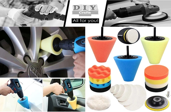 DIY Crafts 1x, 6" inch, Car Buffers and Polishers Kit for Drill, Drill Polishing Wheel Foam Ball Buffing Pads Sponge Ball for Automotive Car Wheels Hub Care, Metal, Plastic, Cera (1x, 6" inch) - 1x, 6" inch