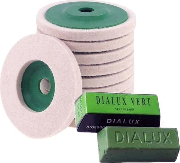 DIY Crafts 1x Polish Compound, 4x Felt Disc, Wool Felt Polishing Wheel Disc Comes Buffing Polishing Cutting Compound for Polish Stainless Steel Metal Marble Glass (1x Polish Compound, 4x Felt Disc) - 4x Felt Disc, Transparent Color