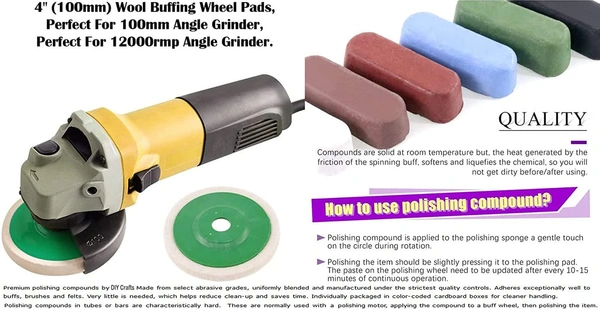 DIY Crafts 1x Polish Compound, 4x Felt Disc, Wool Felt Polishing Wheel Disc Comes Buffing Polishing Cutting Compound for Polish Stainless Steel Metal Marble Glass (1x Polish Compound, 4x Felt Disc) - 4x Felt Disc, Transparent Color