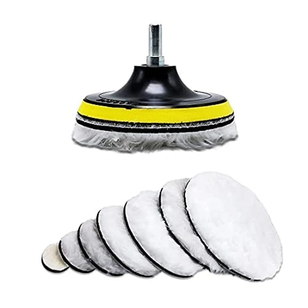 DIY Crafts 2 Pcs, 7"inch Only Wool Felt Pad, Car Polisher Polishing Pad Sponge Buff Buffing with Drill Adapter Waxing Auto Repair Cleaning Too(2 Pcs, 7"inch Only Wool Felt Pad) - 2 Pcs, 7"inch Only Wool Felt Pad