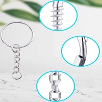 DIY Crafts 2 Pcs, Silvery Bright, Split Key Ring with Chain Set, Metal Flat Keychain Rings 1 Inch with Open Jump Rings and Screw Eye Pins Bulk, for Handbag Hangers Hooks B(2 Pcs, Silvery Bright) - 2 Pcs, Silvery Bright