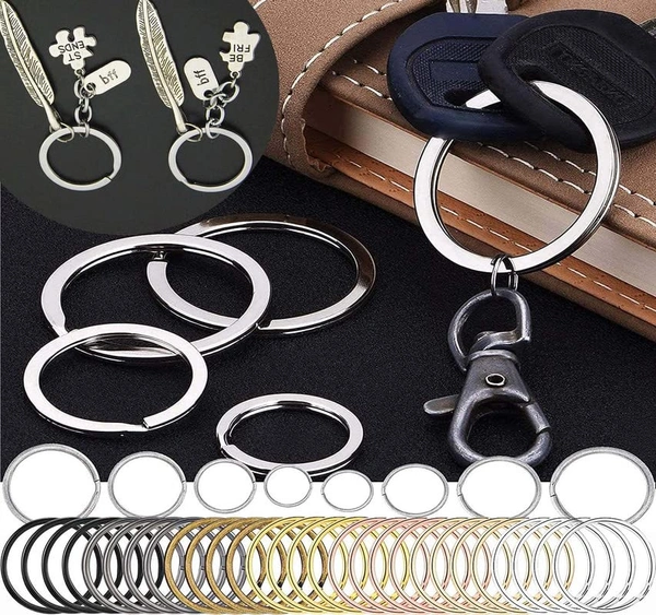 DIY Crafts 70 Pcs 14 Sets, Nicket Silver, Split Key Rings Bulk for Keychain and Crafts - (5 Size) - (Sil (70 Pcs 14 Sets, Nicket Silver) - 70 Pcs 14 Sets, Nicket Silver