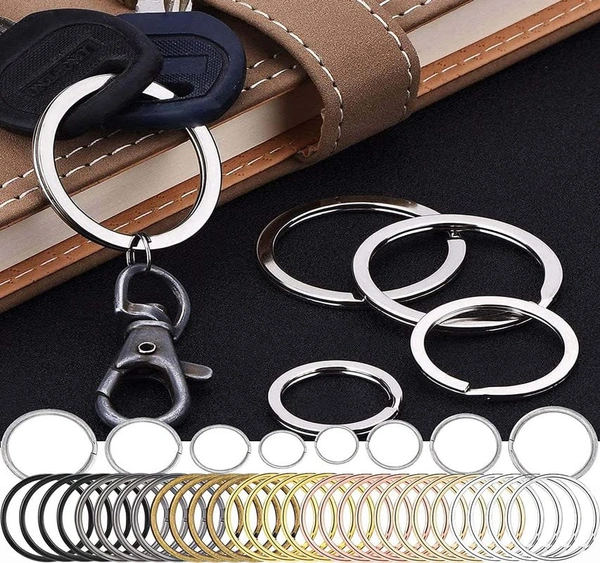 DIY Crafts 70 Pcs 14 Sets, Nicket Silver, Split Key Rings Bulk for Keychain and Crafts - (5 Size) - (Sil (70 Pcs 14 Sets, Nicket Silver) - 70 Pcs 14 Sets, Nicket Silver