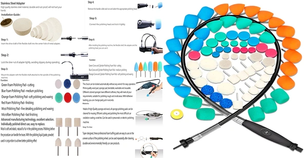 DIY Crafts 70 Pcs, Kit Without Flexible Shaft, Mini Buffing Polishing Pads, 1"-3"inch Detail Polisher Pad Use On Rotary Tool Cordless Drill for Tight Area Deta (70 Pcs, Kit Without Flexible Shaft) - 70 Pcs, Kit Without Flexible Shaft