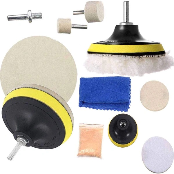 DIY Crafts 200 Grm Cerium Oxide Drill Buffing Felt Pads Kit for Sanding Polishing Waxing Sealing Glaze Professional Felt Pad Buffing, Polishing Finishing (7"inch 180mm Set/Kit, Pink Cerium Oxide) - 7"inch 180mm Set/Kit, Pink Cerium Oxide