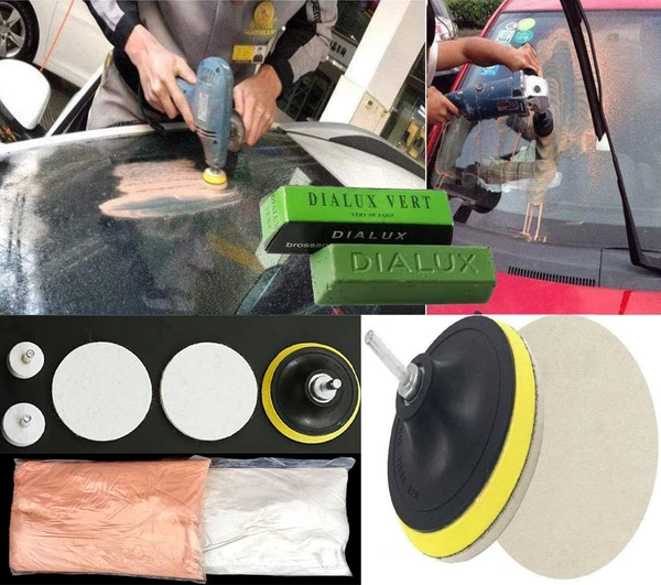 DIY Crafts 200 Grm Cerium Oxide, Glass Cleaning Kit + 1x Gree Paste, Polishing Compound Self Adhesive Felt Polishing Waxing Backing Pad (200 Grm Cerium Oxide, Glass Cleaning Kit + 1x Gree Paste) - 200 Grm Cerium Oxide, Glass Cleaning Kit + 1x Gree Paste