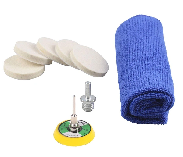 DIY Crafts 200 Grm Cerium Oxide, Ready Set, 3 Inch Set Cerium Oxide 1 x Self Adhesive Felt Pad 1 x Woollen Polishing Waxing Pad 1 x Backing Pad 1 x Universal Adapter (200 Grm Cerium Oxide, Ready Set) - 200 Grm Cerium Oxide, Ready Set