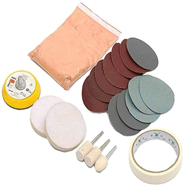 DIY Crafts 150g Kit, Multi, Glass Polishing Kit Glass Cleaning Scratch Polishing Pad And Wheel 50mm Backing Pad Old Glass Cleaning Powder Re(150g Kit, Multi) - 150g Kit, Multi