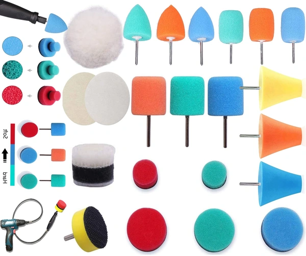 DIY Crafts 22x Mini Buffing Polishing Detail Polisher Pads On Rotary Tools,Cordless Drill, Polisher Tool for Tight Area Detailing Polishing Waxing Sealing Glaze (+4xFelt 4xFur Pads, 2" inch Kit) - +4xFelt 4xFur Pads, 2"inch Kit