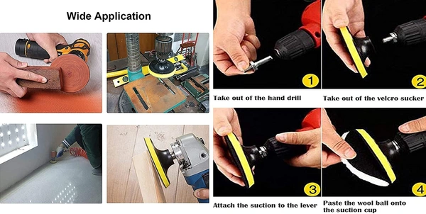 DIY Crafts 2x, 3"inch, Wool & Felt Waxing Sponge & Felt Pads Buffing Polishing Pad Car Polisher Kit Drill Adapter (3-7" inch Backing Pad + Universal (2x, 3"inch) - 2x, 3"inch
