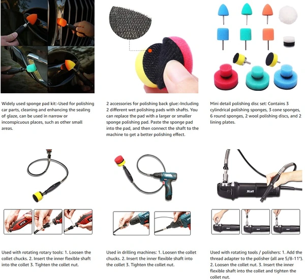 DIY Crafts With 2 Felt 2 Fur Pads, 2"inch Kit, 19x Mini Buffing Detail Polisher Pads Use On Rotary Tools,Cordless Drill, Polisher Tool for Tight Area Deta (With 2 Felt 2 Fur Pads, 2"inch Kit) - With 2 Felt 2 Fur Pads, 2"inch Kit