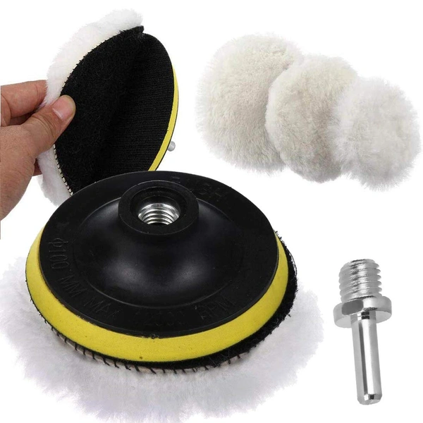 DIY Crafts 3" Inch Pad + Backing Pad, 1 Pc Off White, 3"/4"/7"inch 76/100/180mm Wool Polishing Buffing Waxing Pad Plate M10/14 Connector Cleaning Tools B(3" Inch Pad + Backing Pad, 1 Pc Off White) - 3" Inch Pad + Backing Pad, 1 Pc Off White