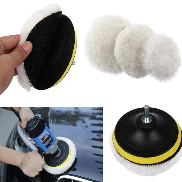 DIY Crafts 3" Inch Pad + Backing Pad, 1 Pc Off White, 3"/4"/7"inch 76/100/180mm Wool Polishing Buffing Waxing Pad Plate M10/14 Connector Cleaning Tools B(3" Inch Pad + Backing Pad, 1 Pc Off White) - 3" Inch Pad + Backing Pad, 1 Pc Off White
