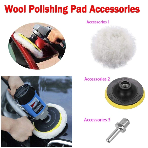 DIY Crafts 3" Inch Pad + Backing Pad, 1 Pc Off White, 3"/4"/7"inch 76/100/180mm Wool Polishing Buffing Waxing Pad Plate M10/14 Connector Cleaning Tools B(3" Inch Pad + Backing Pad, 1 Pc Off White) - 3" Inch Pad + Backing Pad, 1 Pc Off White