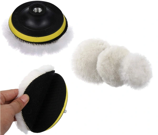 DIY Crafts 3" Inch Pad + Backing Pad, 1 Pc Off White, 3"/4"/7"inch 76/100/180mm Wool Polishing Buffing Waxing Pad Plate M10/14 Connector Cleaning Tools B(3" Inch Pad + Backing Pad, 1 Pc Off White) - 3" Inch Pad + Backing Pad, 1 Pc Off White