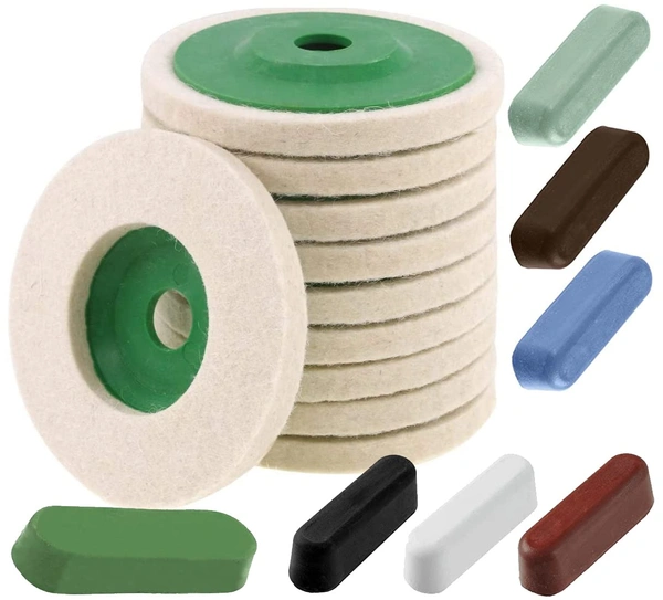 DIY Crafts 3 Kit 3x Felt Pad, 1 Pc Red, Wool Felt Polishing Wheel Disc Kit for Angle Grinder, Comes Buffing Polishing Cutting Compounds Polish Stainless Steel (3 Kit 3x Felt Pad, Red) - 3 Kit 3x Felt Pad, Red