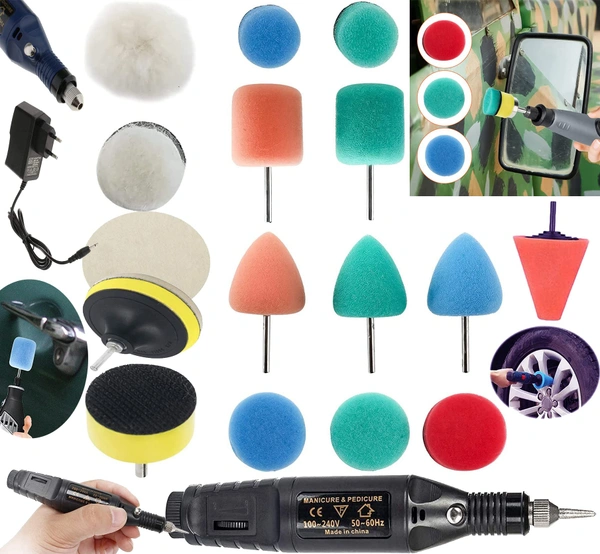 DIY Crafts Mini 1-3"inch Choice 1-7"inch Cone Sponge Buffing Waxing Pad for Tight Area Detailing Polishing Sealing Glaze DIY Accessory+Mini Vairable Speed Machine (45x 4x Felt 4x Fur Pad, 3"inch.) - 45x 4x Felt 4x Fur Pad, 3"inch.
