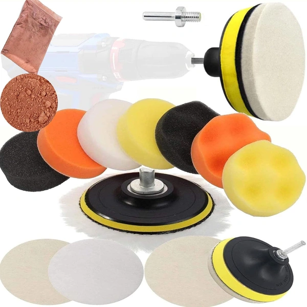 DIY Crafts 500 Grm, 2"Kit, Buffing Polishing Pad Kit 1" 2" 3" Kit 5/8"-11 Thread Backing Pad Adapters for Car Sanding, Polishing, Waxing, Sealing Glaze Cerium Oxide(500 Grm, 2"Kit) - 500 Grm, 2"Kit