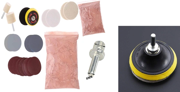 DIY Crafts 32 Pcs Deep Scratch Remover Car All Type Glass Headlight Windshield Polishing Shining Buffing Kit 3'' Wheel Cerium Oxide Cream Window Polishing TREO 95% 2.5microns 1.75oz (50 Grm, Pink) - 50 Grm, Pink