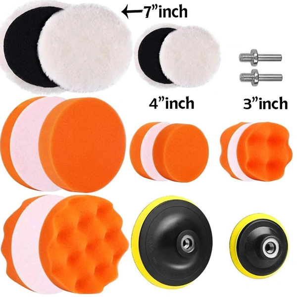 DIY Crafts 3'/4"/7"inch Drill Buffing Sponge Pads Car Foam Woolen Polishing Pads Kit For Car Buffer Polisher Sanding Waxing Sealing (6' inch Set/Kit, Multi) - 6' inch Set / Kit, Multi